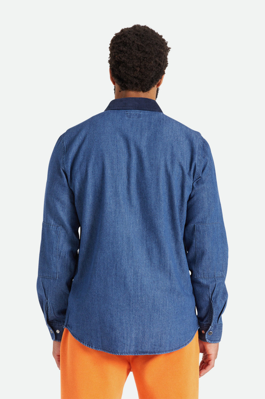 Men's Brixton Bowery Reserve L/S Woven Wovens Blue | 0241ICTNY