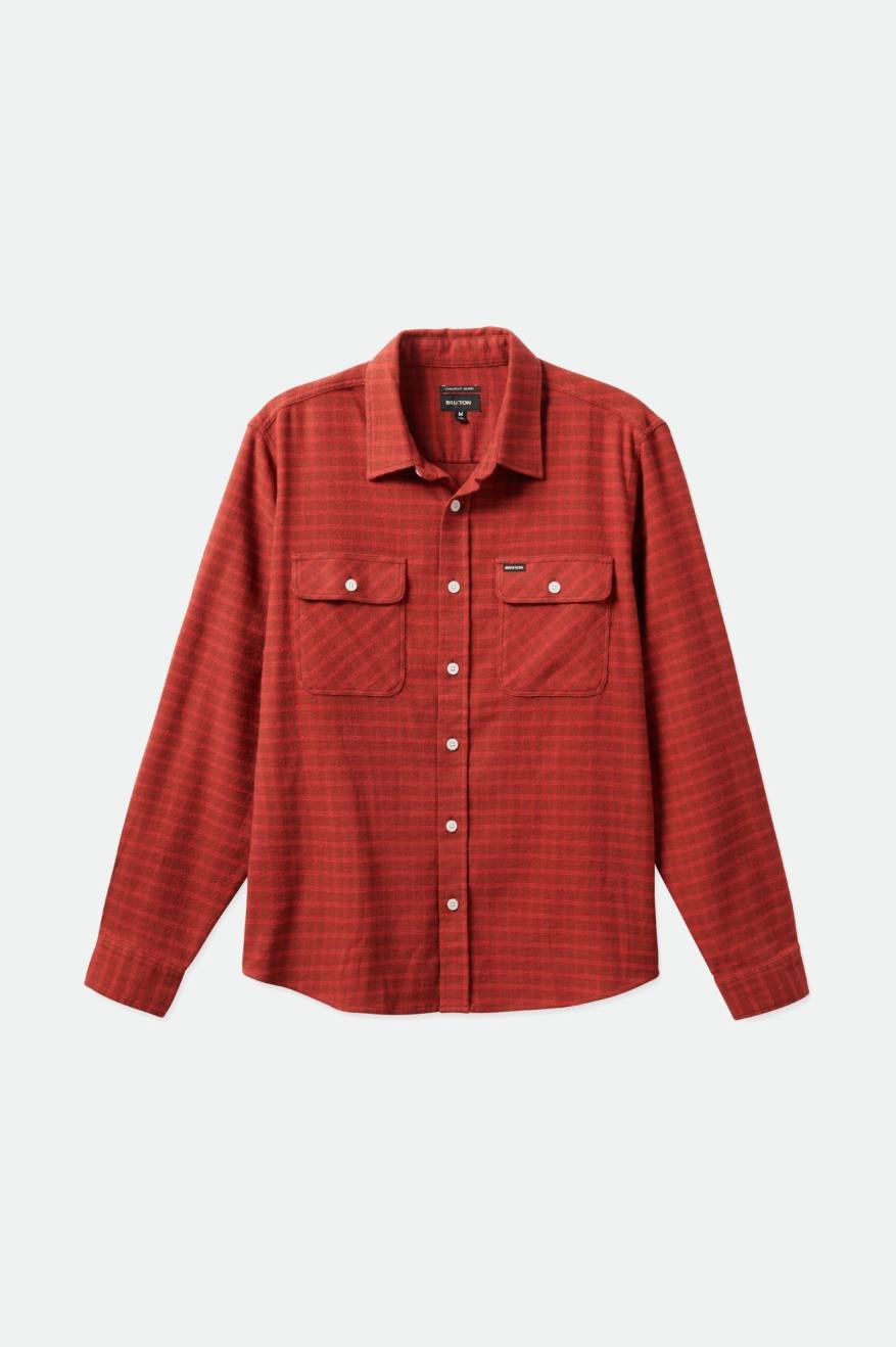 Men's Brixton Bowery Stretch L/S Utility Flannels Red | 1506IJLZT