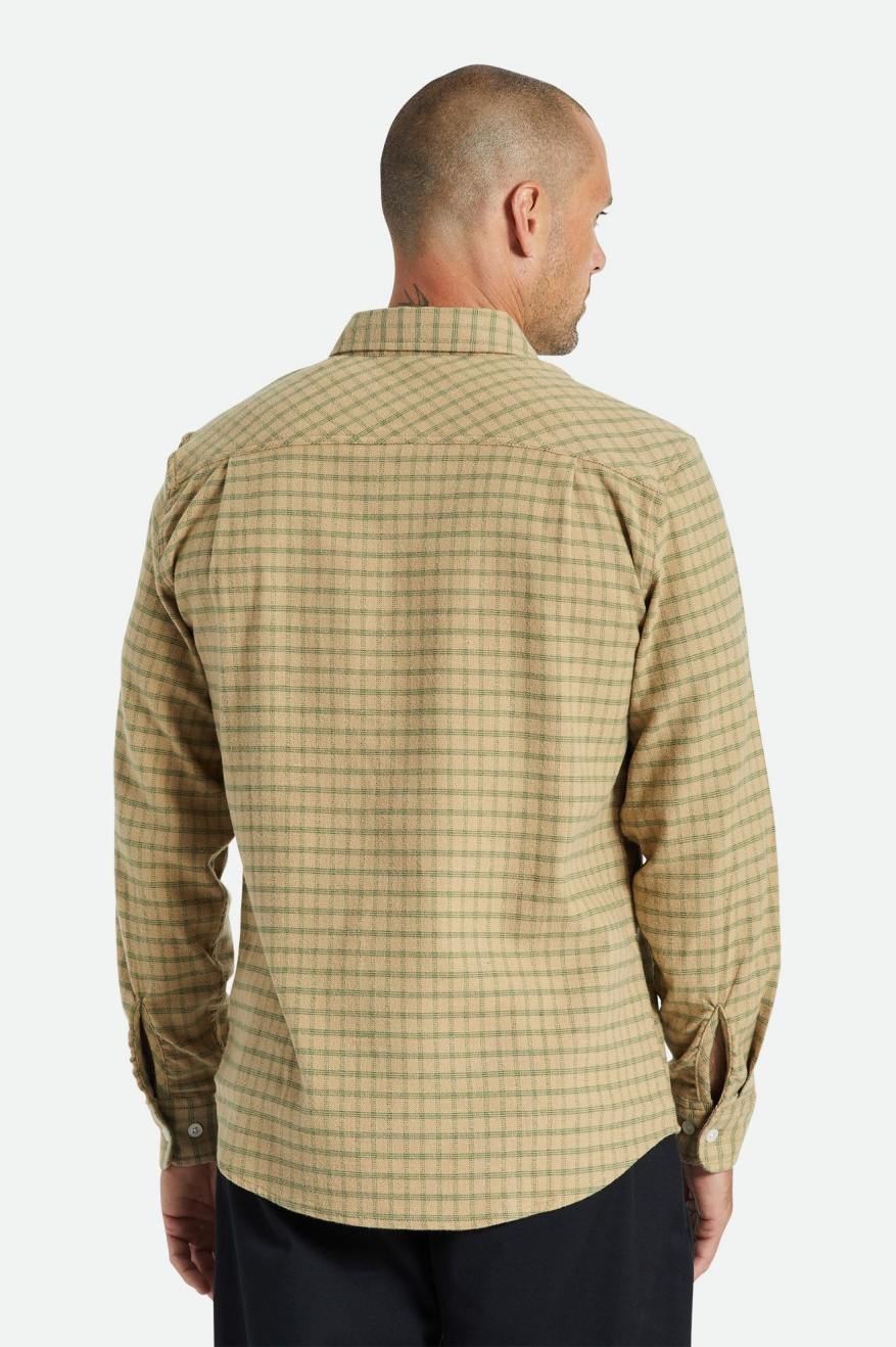 Men's Brixton Bowery Stretch L/S Utility Wovens Beige / Olive | 1586UCBYN