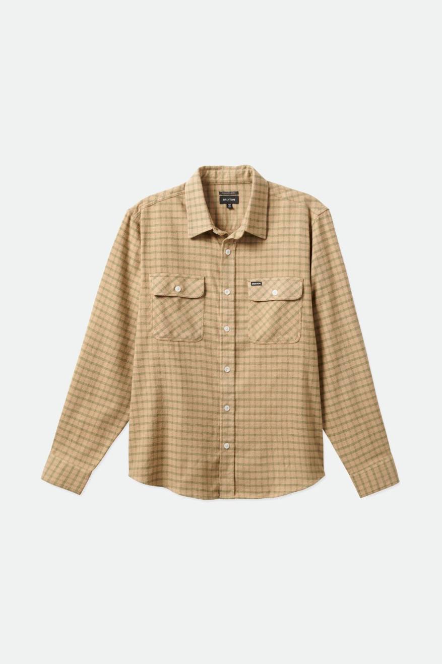 Men's Brixton Bowery Stretch L/S Utility Wovens Beige / Olive | 1586UCBYN