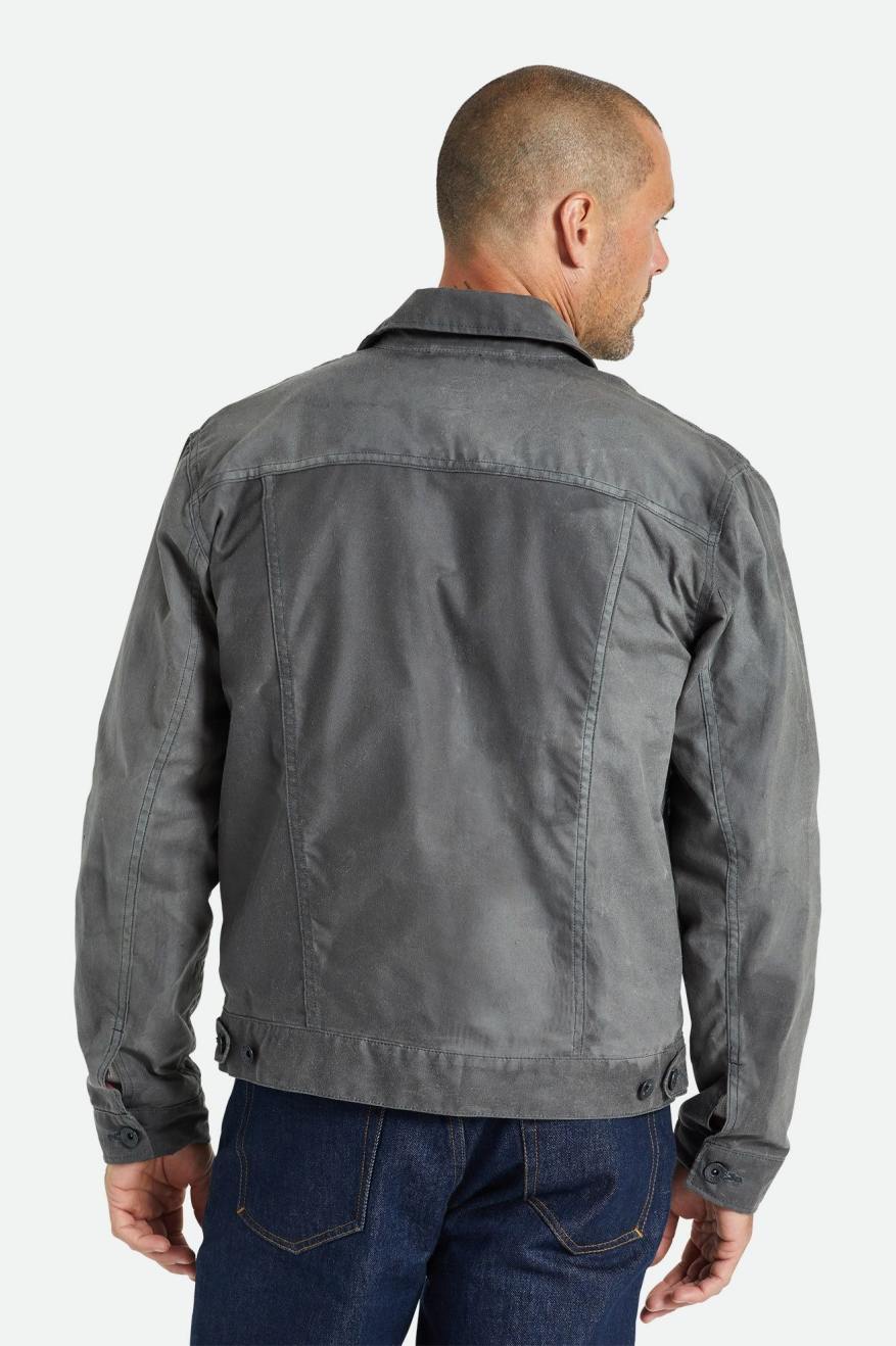 Men's Brixton Cable Reserve Waxed Canvas Trucker Jackets Grey | 0681WKDZE