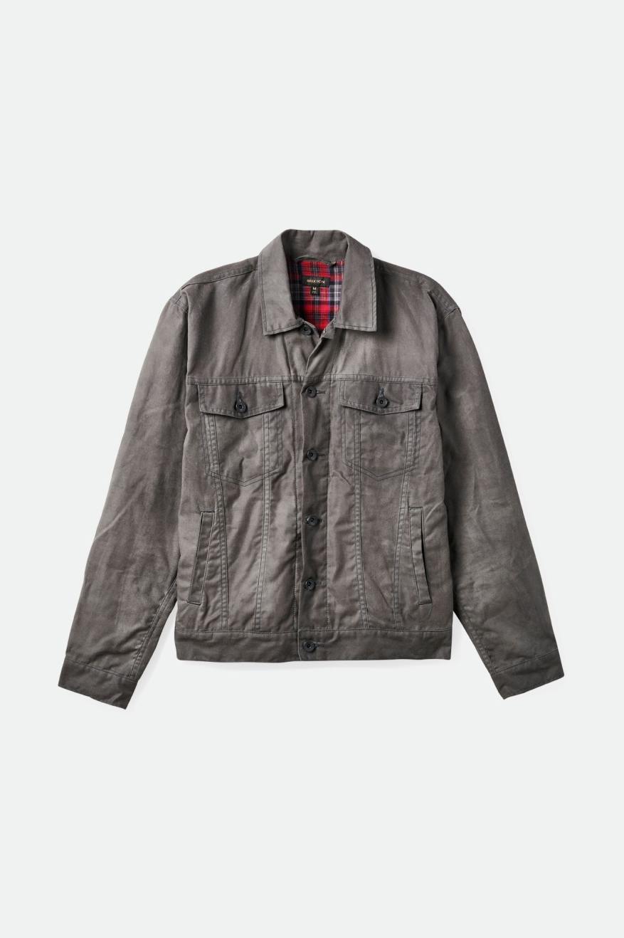 Men's Brixton Cable Reserve Waxed Canvas Trucker Jackets Grey | 0681WKDZE