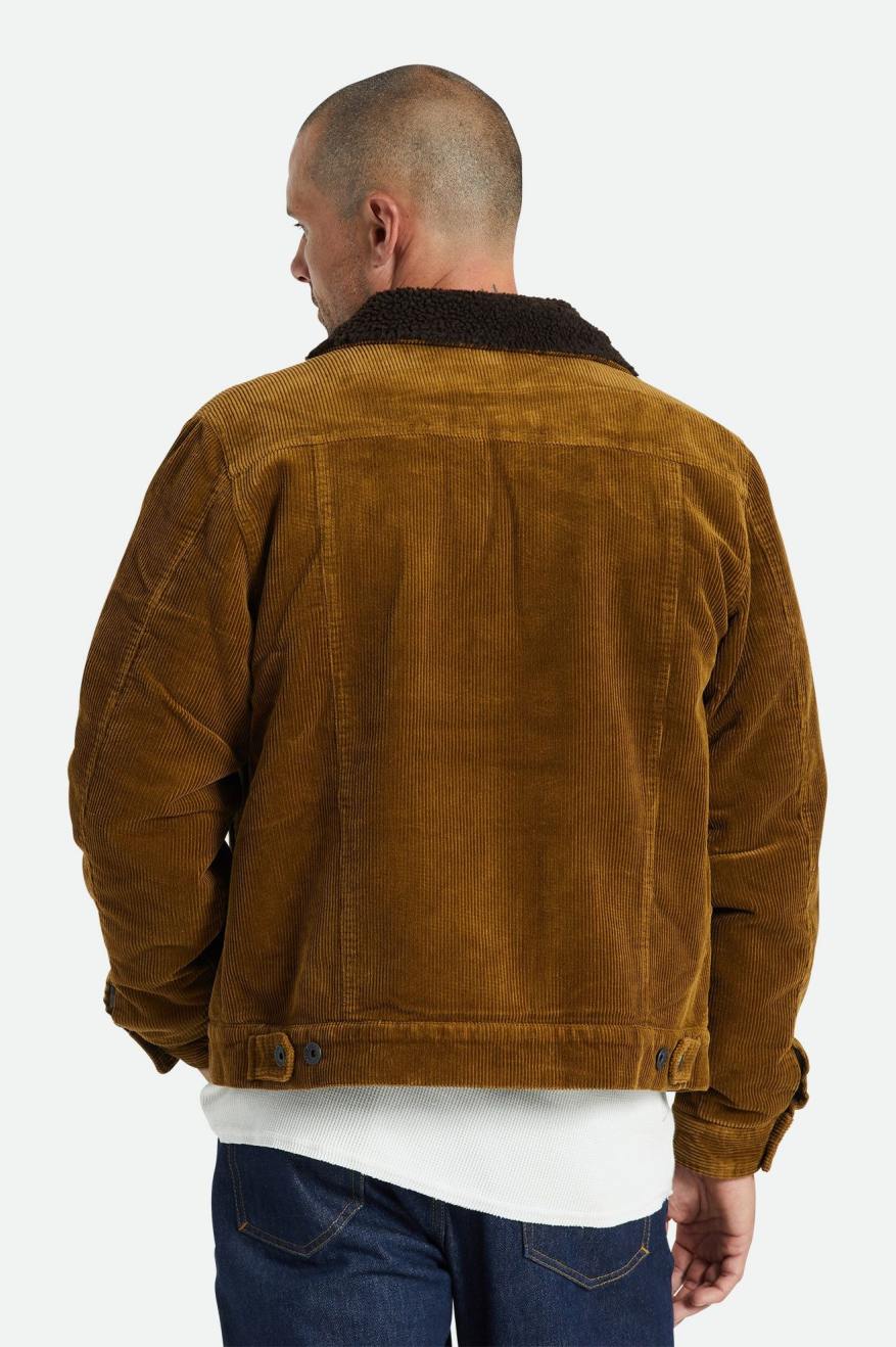 Men's Brixton Cable Sherpa Lined Trucker Jackets Brown | 8734BKFGU