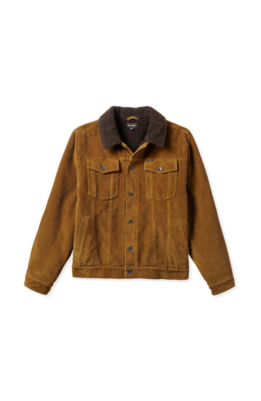 Men's Brixton Cable Sherpa Lined Trucker Jackets Brown | 8734BKFGU