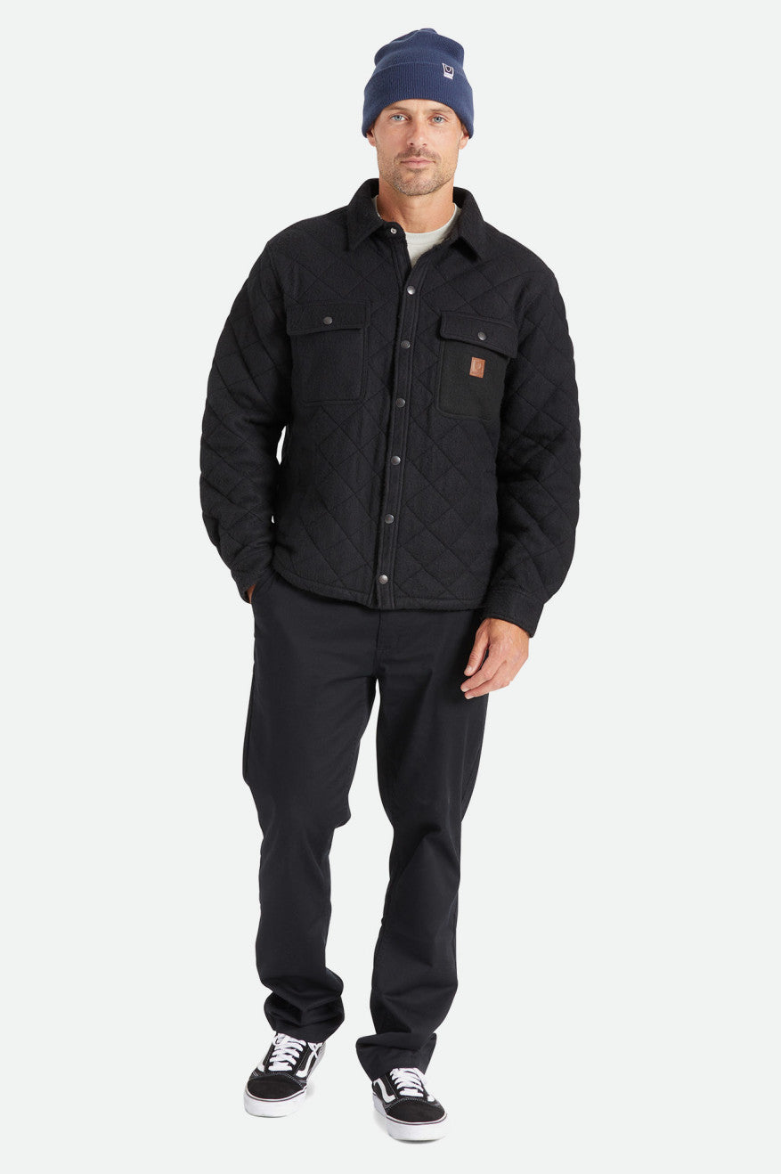 Men's Brixton Cass Quilted Fleece Jackets Black | 1095NRTHJ