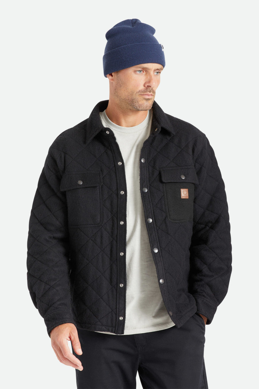 Men's Brixton Cass Quilted Fleece Jackets Black | 1095NRTHJ