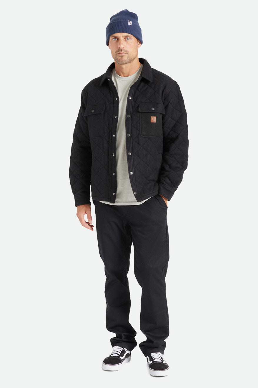 Men's Brixton Cass Quilted Fleece Jackets Black | 1095NRTHJ