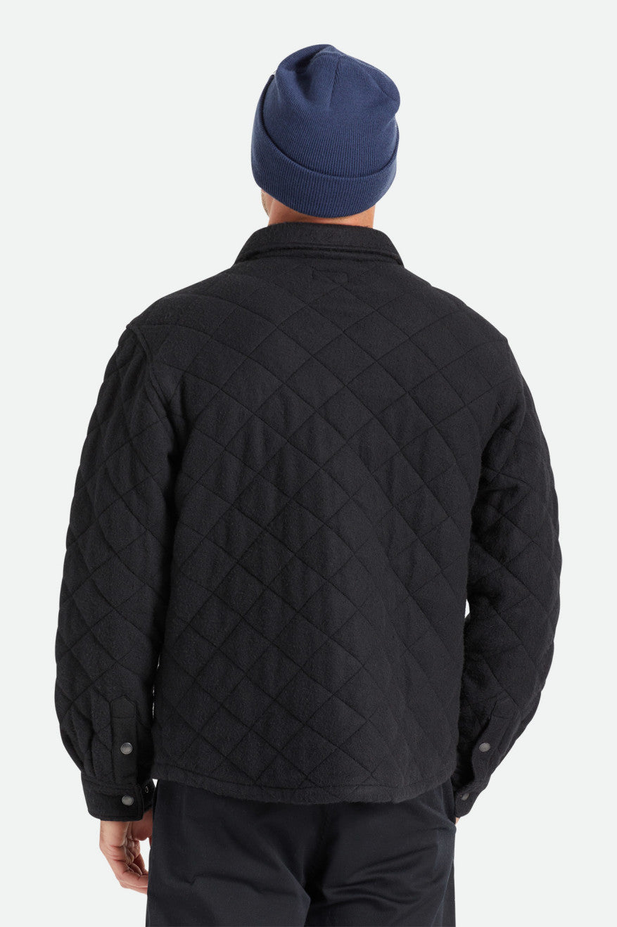 Men's Brixton Cass Quilted Fleece Jackets Black | 1095NRTHJ