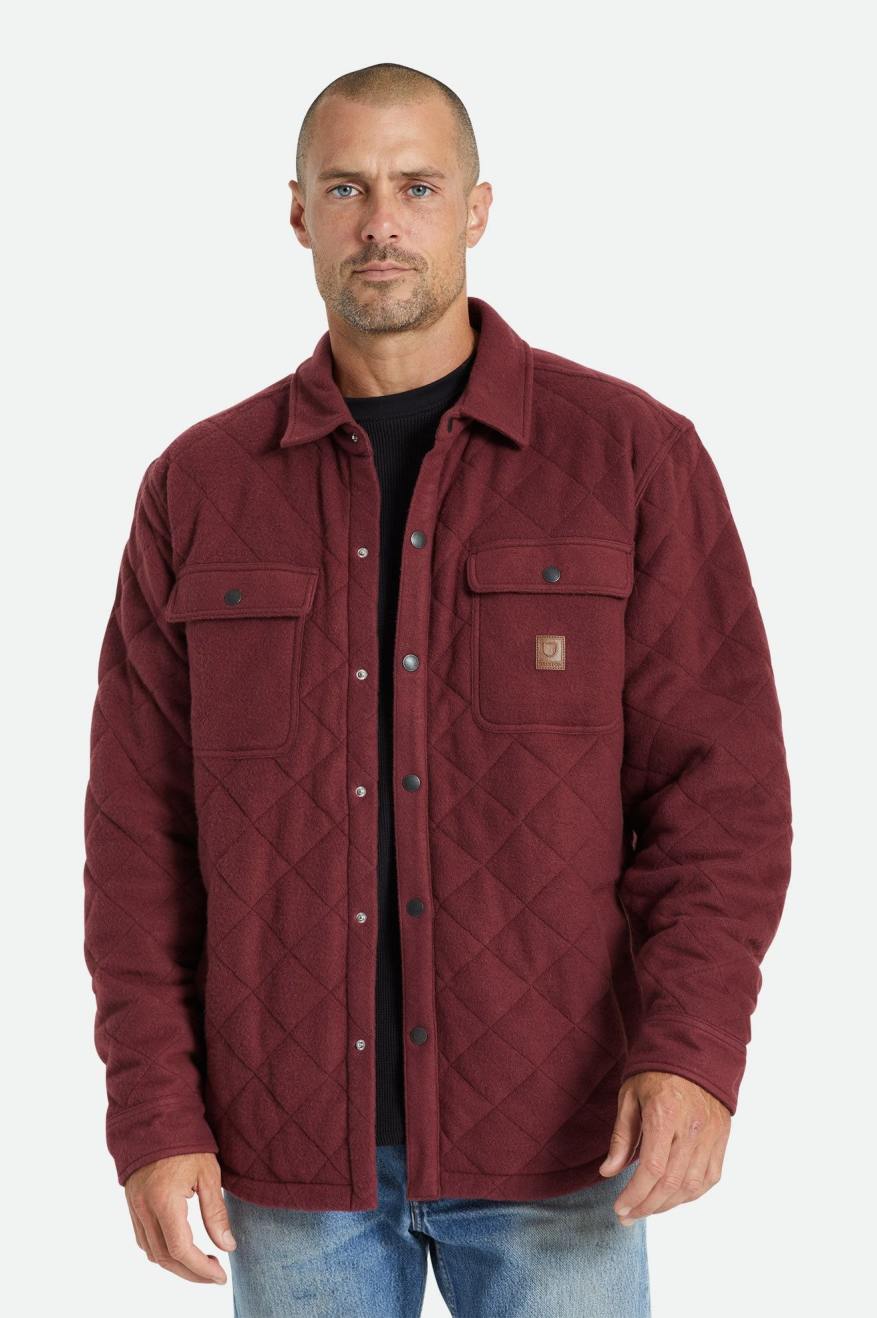 Men\'s Brixton Cass Quilted Fleece Jackets Red | 6718BNLXA