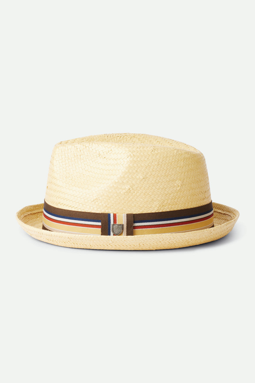 Men's Brixton Castor Straw Fedoras Brown | 1240XIOEF