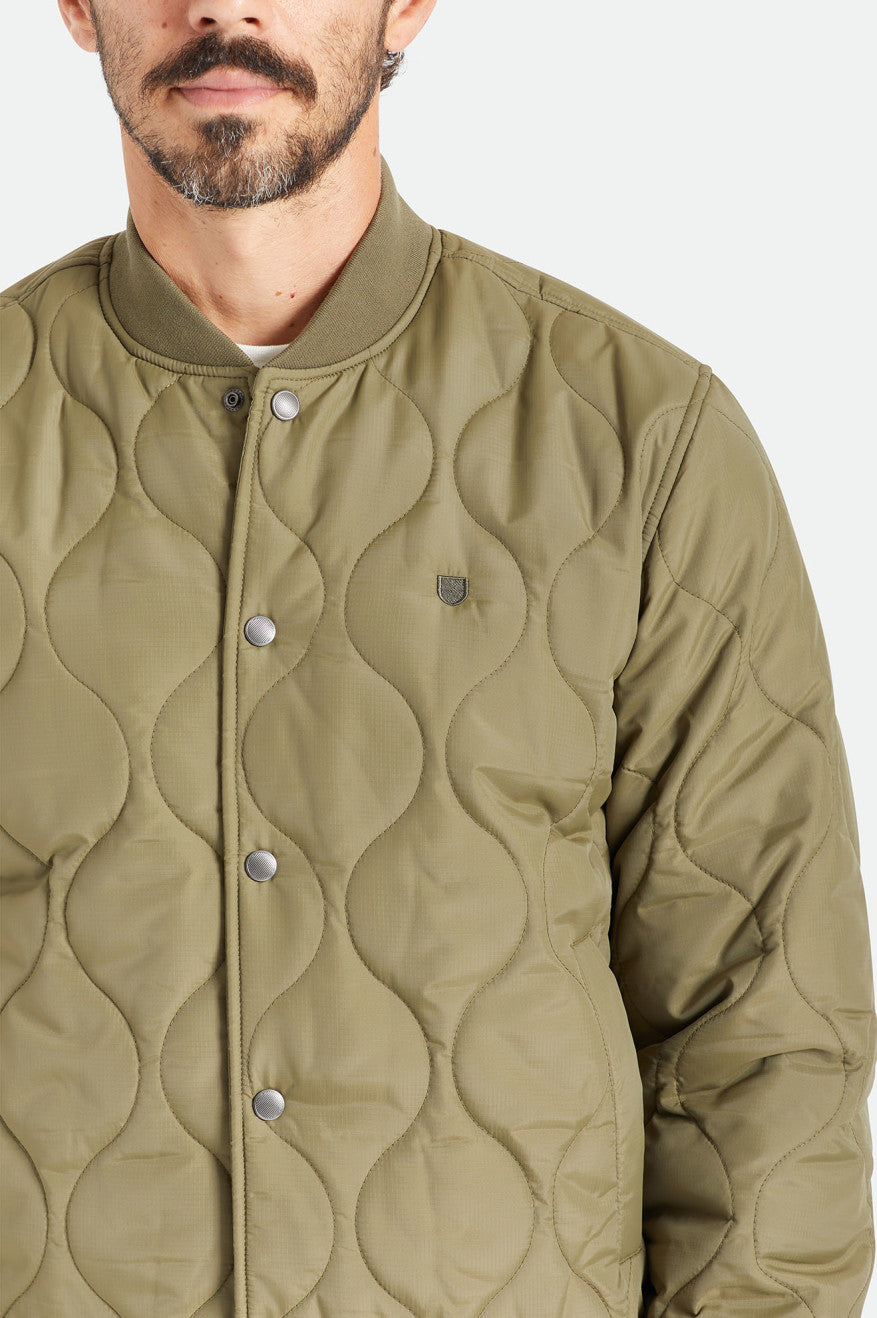 Men's Brixton Dillinger Quilted Bomber Jackets Olive | 0149FNBMD