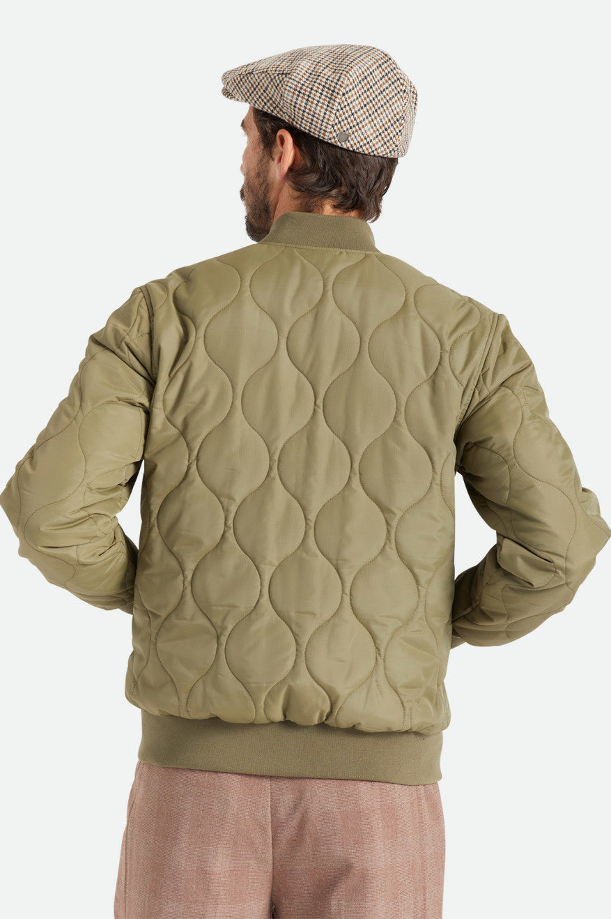 Men's Brixton Dillinger Quilted Bomber Jackets Olive | 0149FNBMD