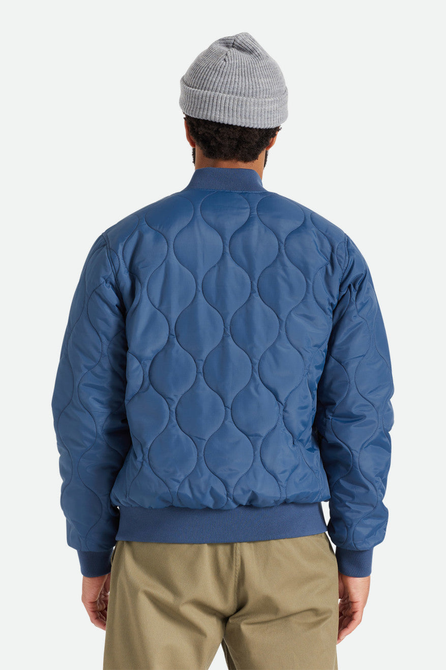 Men's Brixton Dillinger Quilted Bomber Jackets Blue | 3572JHPXS