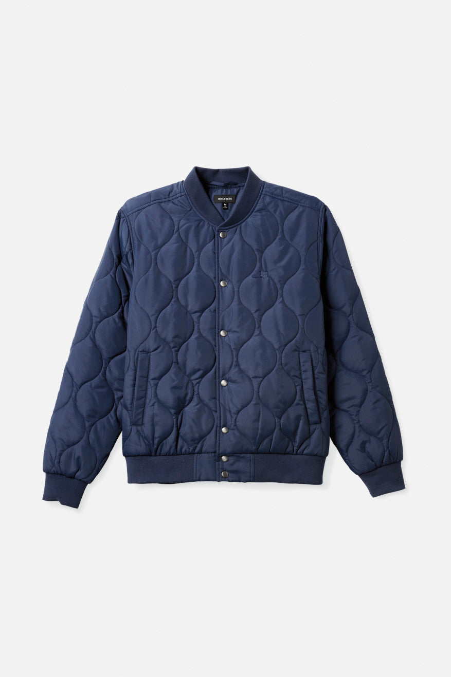 Men's Brixton Dillinger Quilted Bomber Jackets Blue | 3572JHPXS