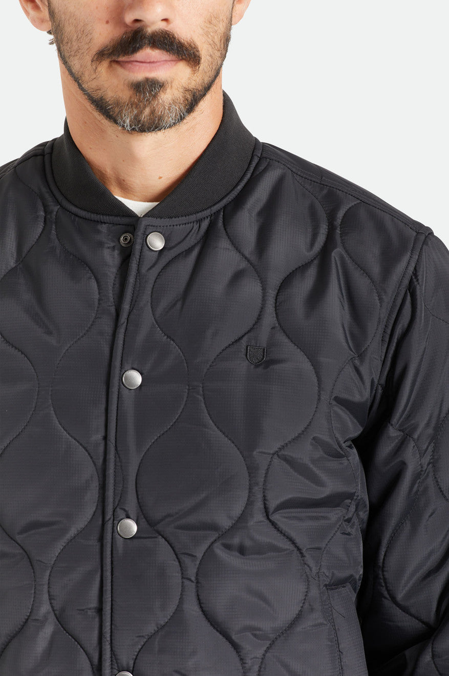 Men's Brixton Dillinger Quilted Bomber Jackets Black | 3920DRACZ