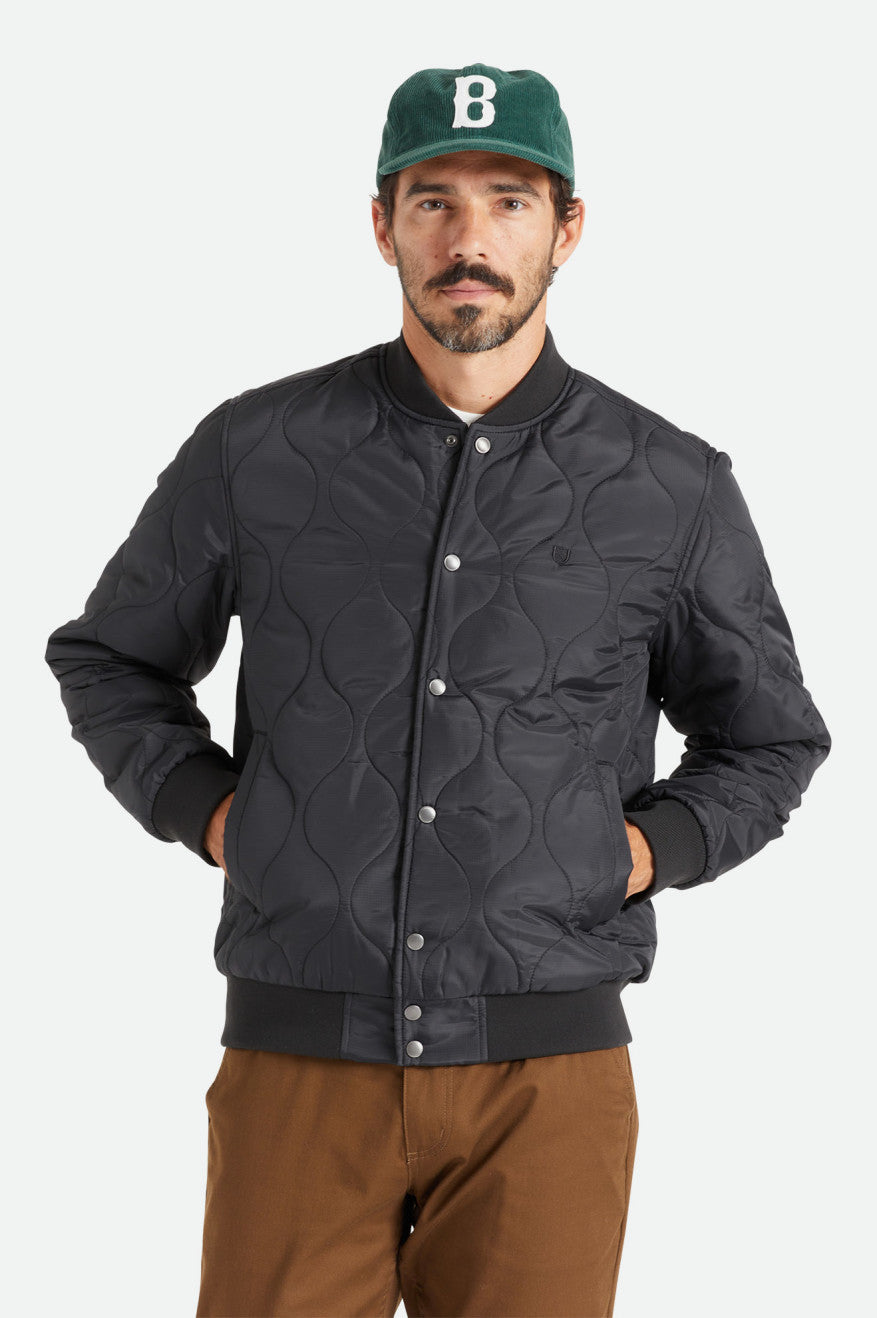 Men's Brixton Dillinger Quilted Bomber Jackets Black | 3920DRACZ