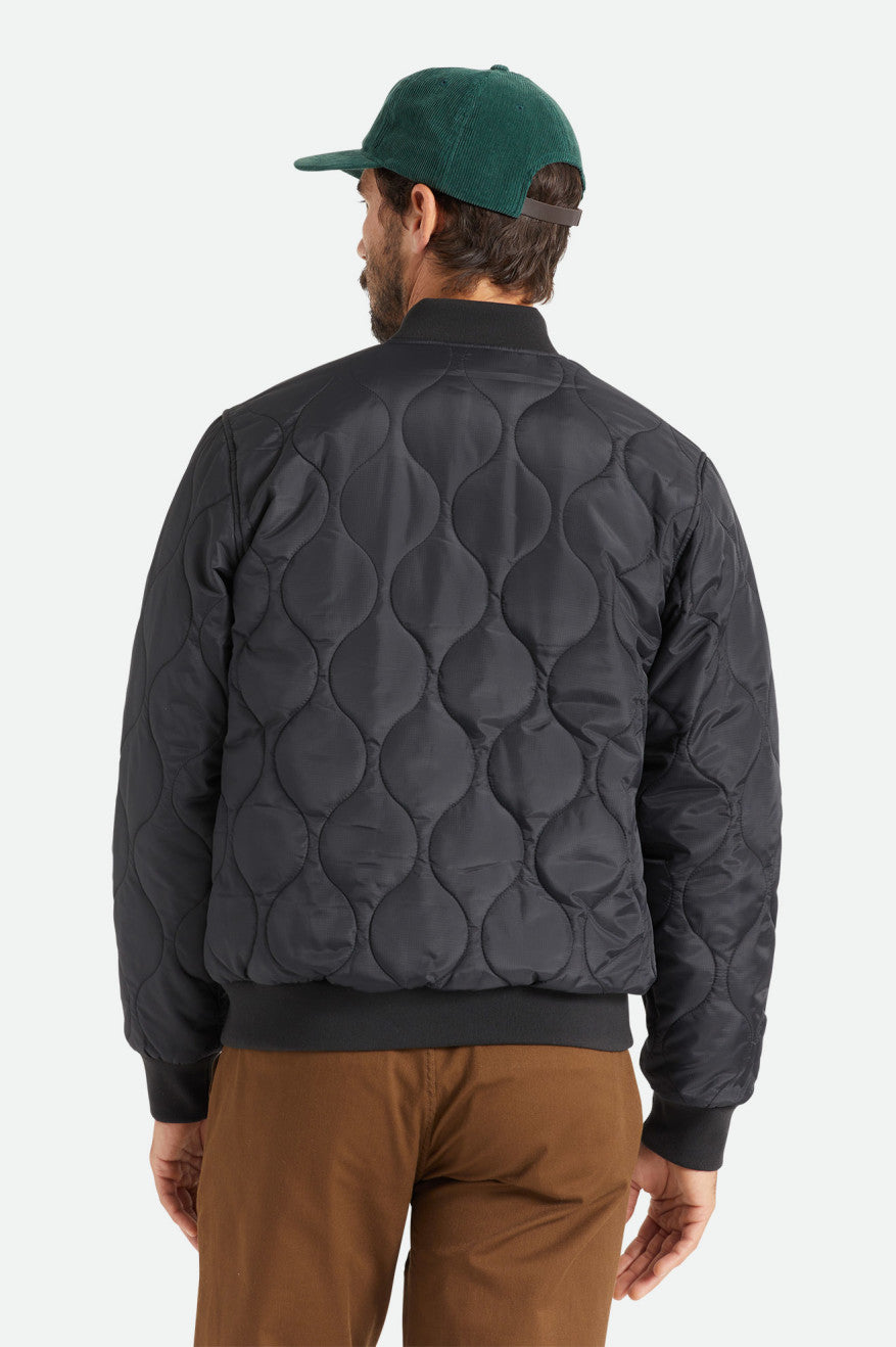 Men's Brixton Dillinger Quilted Bomber Jackets Black | 3920DRACZ