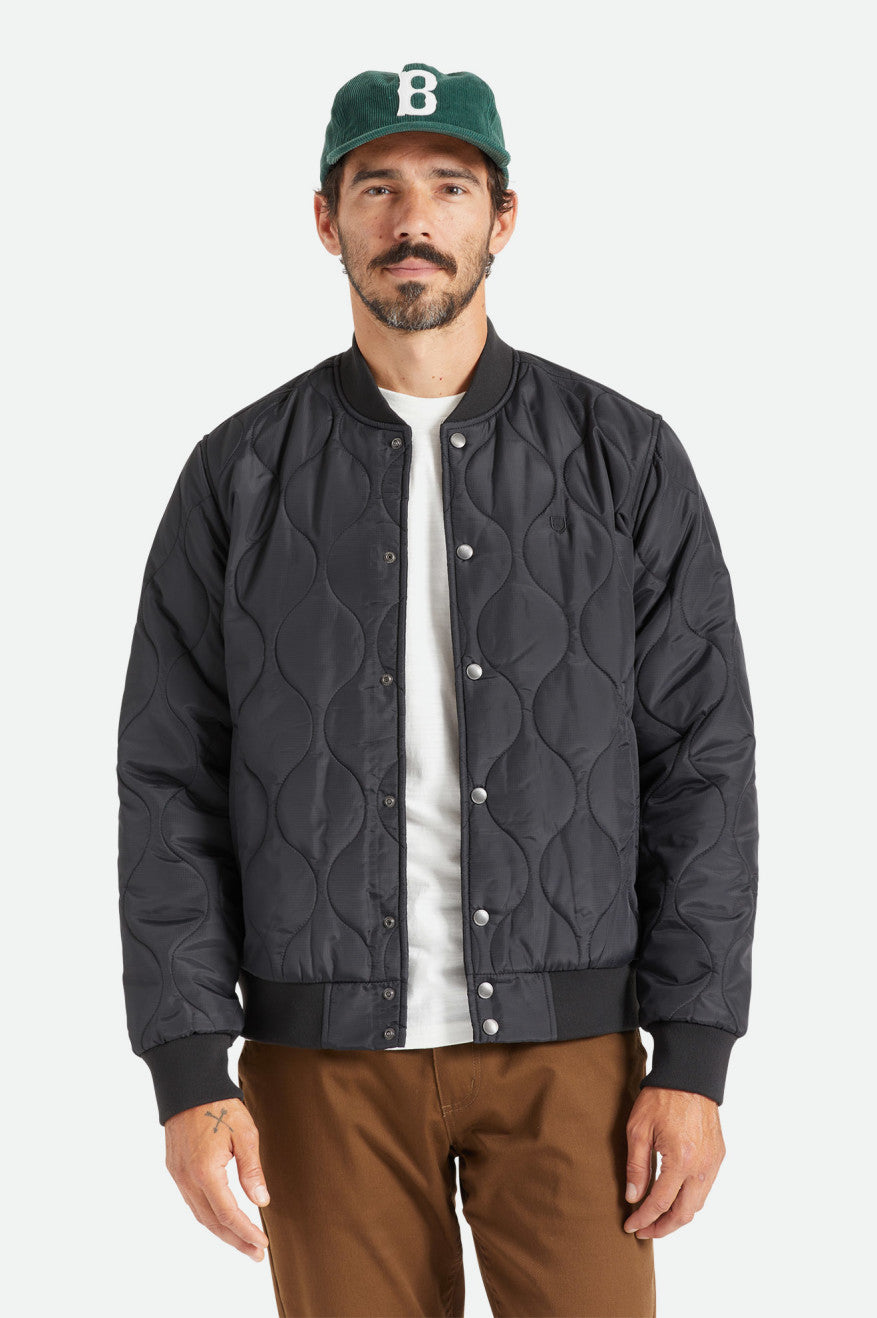 Men\'s Brixton Dillinger Quilted Bomber Jackets Black | 3920DRACZ