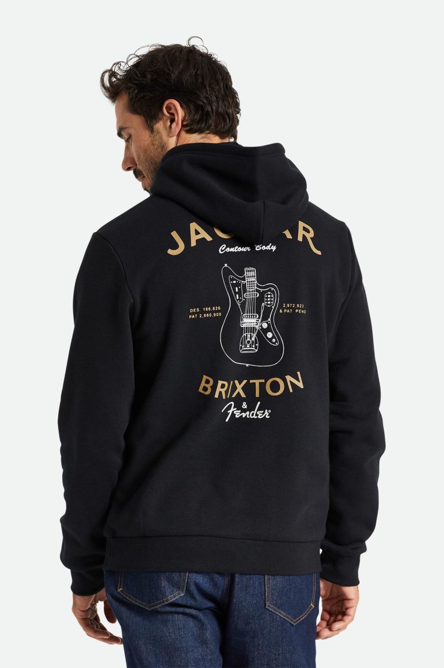 Men's Brixton Fender Jaguar Claws Hoodie Black | 3417OTBRG