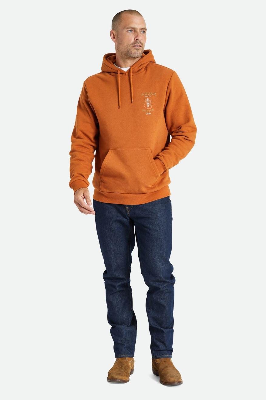 Men's Brixton Fender Jaguar Claws Hoodie Orange | 3901IAORF