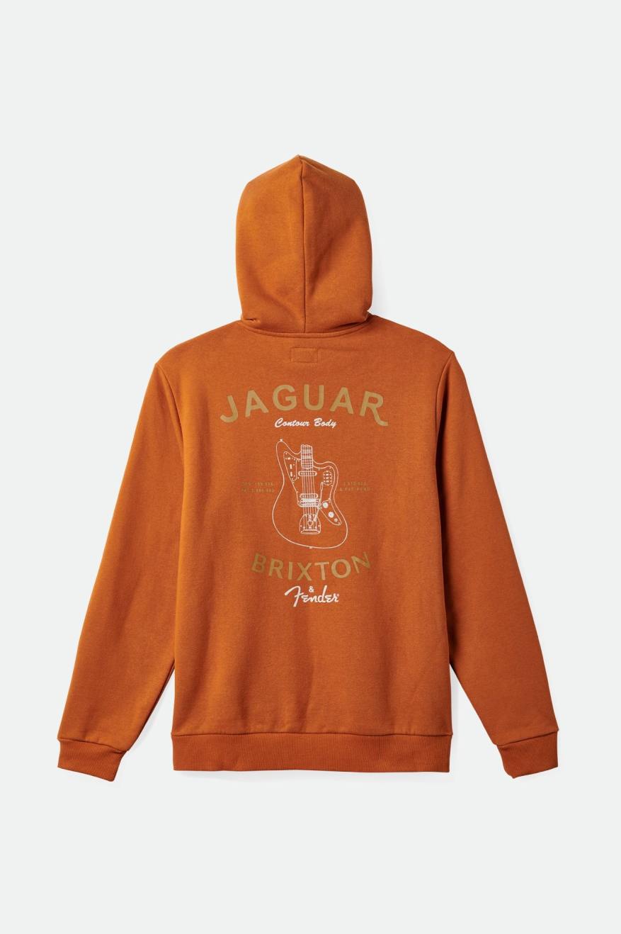 Men's Brixton Fender Jaguar Claws Hoodie Orange | 3901IAORF