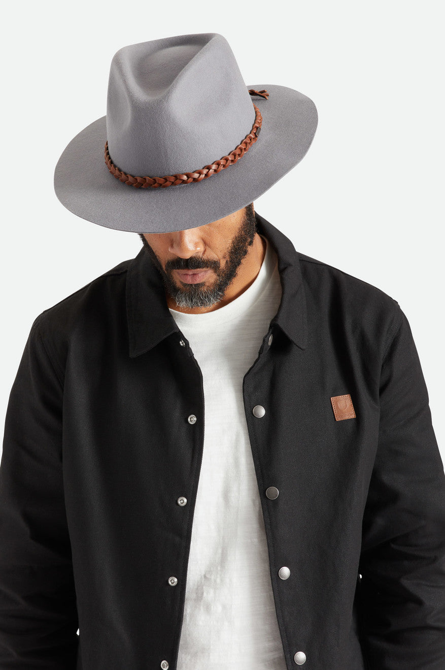 Men's Brixton Messer Western Fedoras Grey | 2738HRTAZ