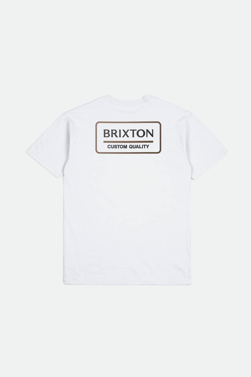 Men's Brixton Palmer Proper S/S Standard Tops White / Black | 0895VHOSP