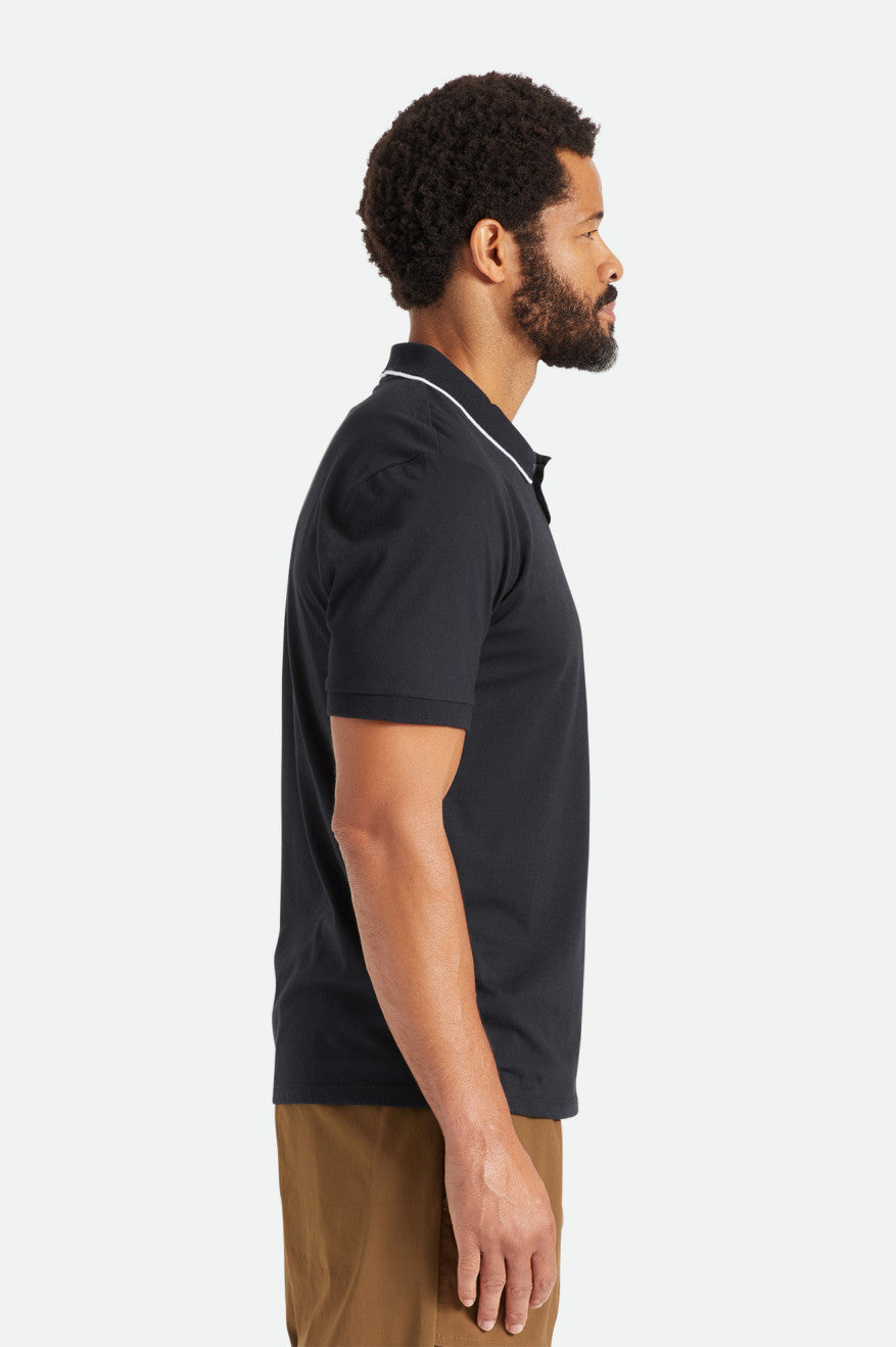 Men's Brixton Proper S/S Polo Knitwear Black | 5602KXCBJ