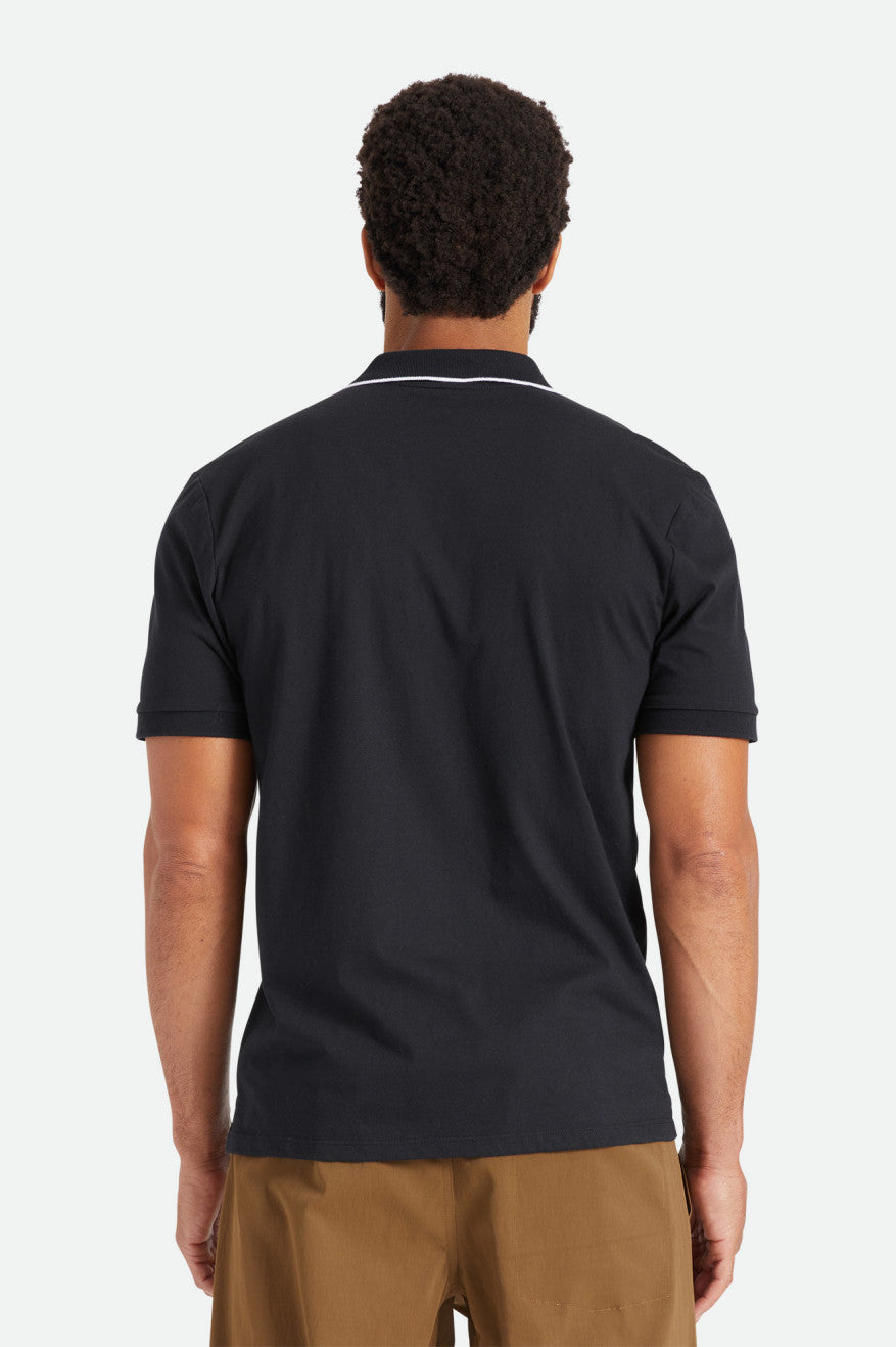 Men's Brixton Proper S/S Polo Knitwear Black | 5602KXCBJ