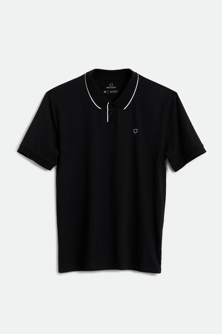 Men's Brixton Proper S/S Polo Knitwear Black / White | 8749DUNBI