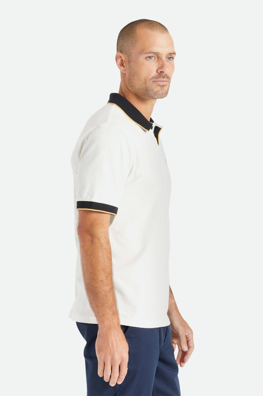 Men's Brixton Proper S/S Polo Knitwear White / Black | 9076PXOMC