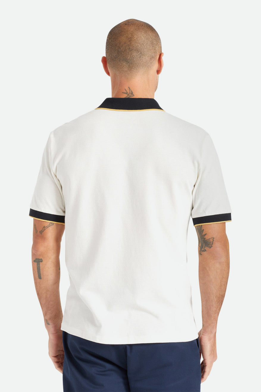 Men's Brixton Proper S/S Polo Knitwear White / Black | 9076PXOMC