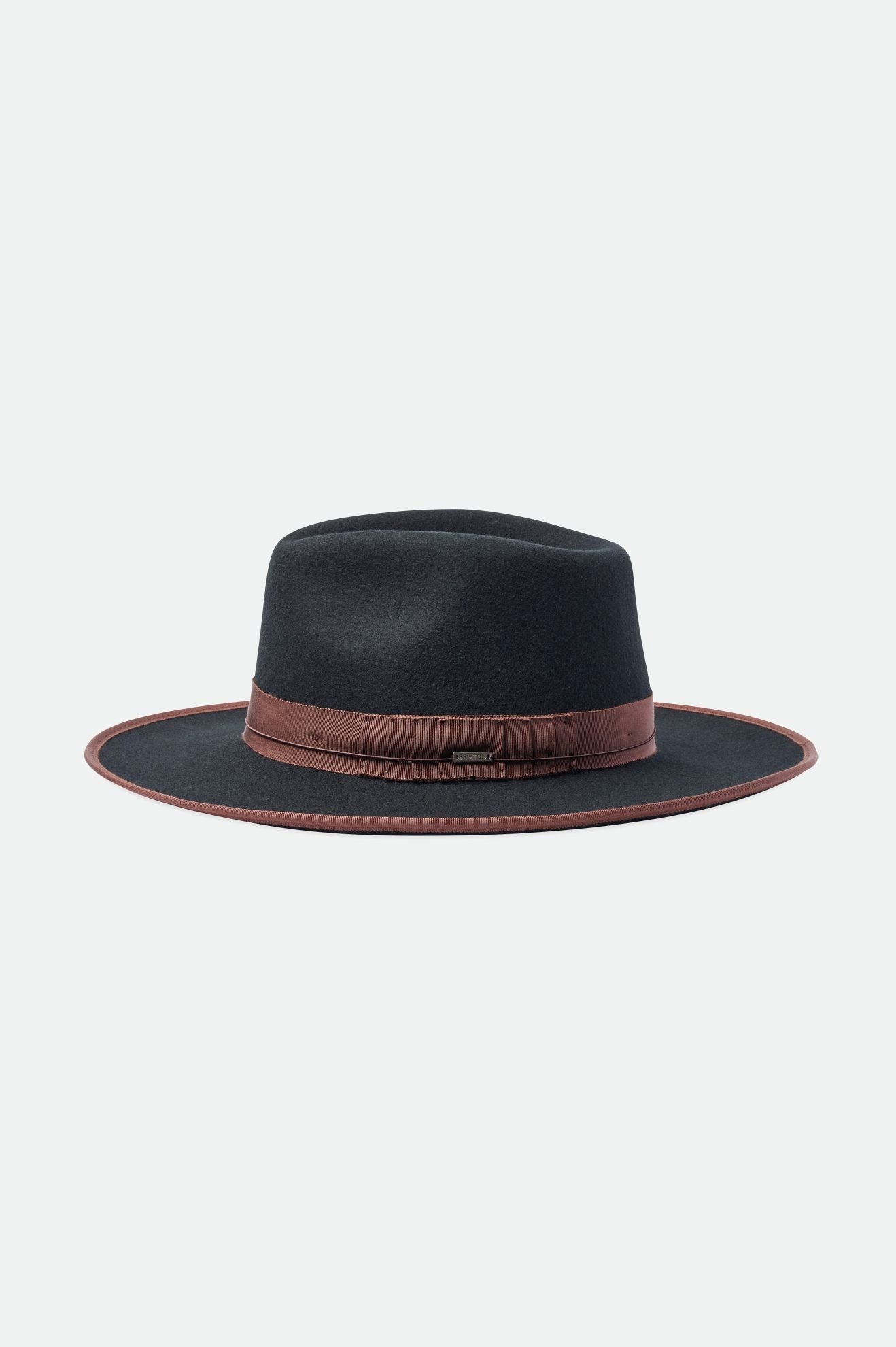 Men's Brixton Reno Fedoras Black / Brown | 0241OSVBN