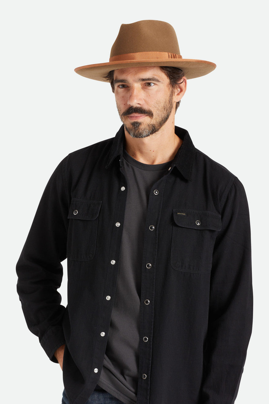 Men's Brixton Reno Fedoras Coffee | 2765VQMUB