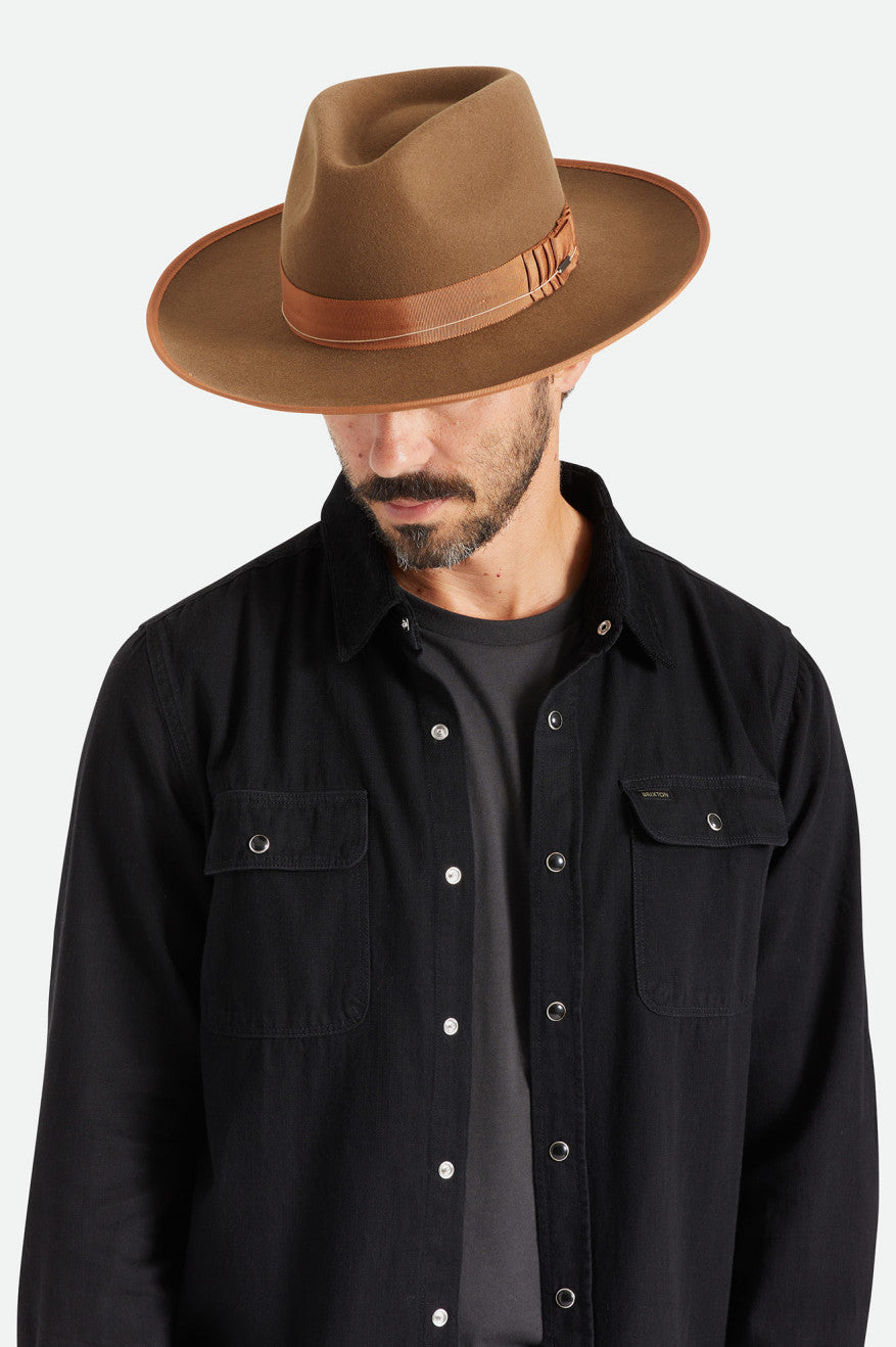 Men's Brixton Reno Fedoras Coffee | 2765VQMUB