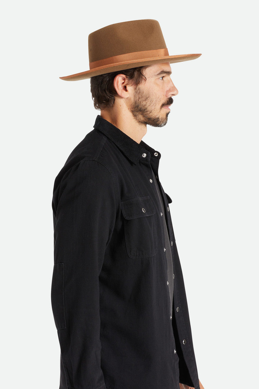 Men's Brixton Reno Fedoras Coffee | 2765VQMUB