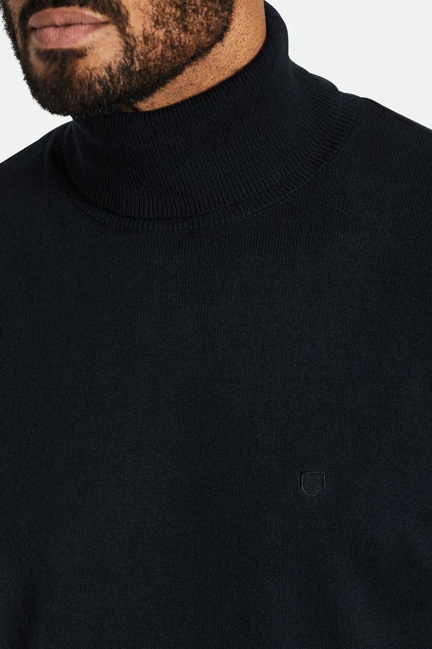 Men's Brixton Reserve Cashmere L/S Turtleneck Knitwear Black | 0987TFLYG