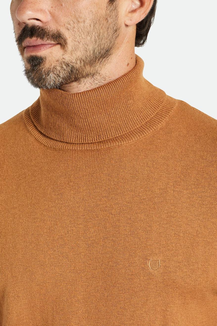 Men's Brixton Reserve Cashmere L/S Turtleneck Knitwear Brown | 1470KQOAR