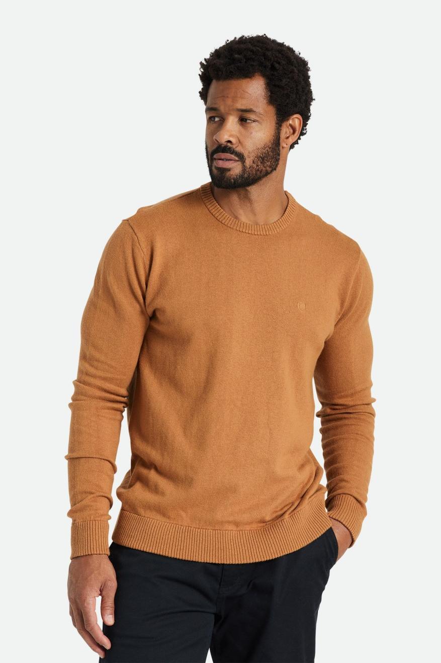 Men\'s Brixton Reserve Cashmere Sweater Knitwear Brown | 1750GYQNI