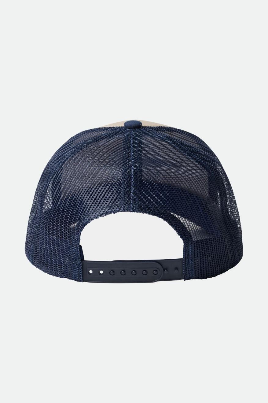 Men's Brixton Rival Stamp NetPlus MP Trucker Hat Caps Navy | 1372XBSQW