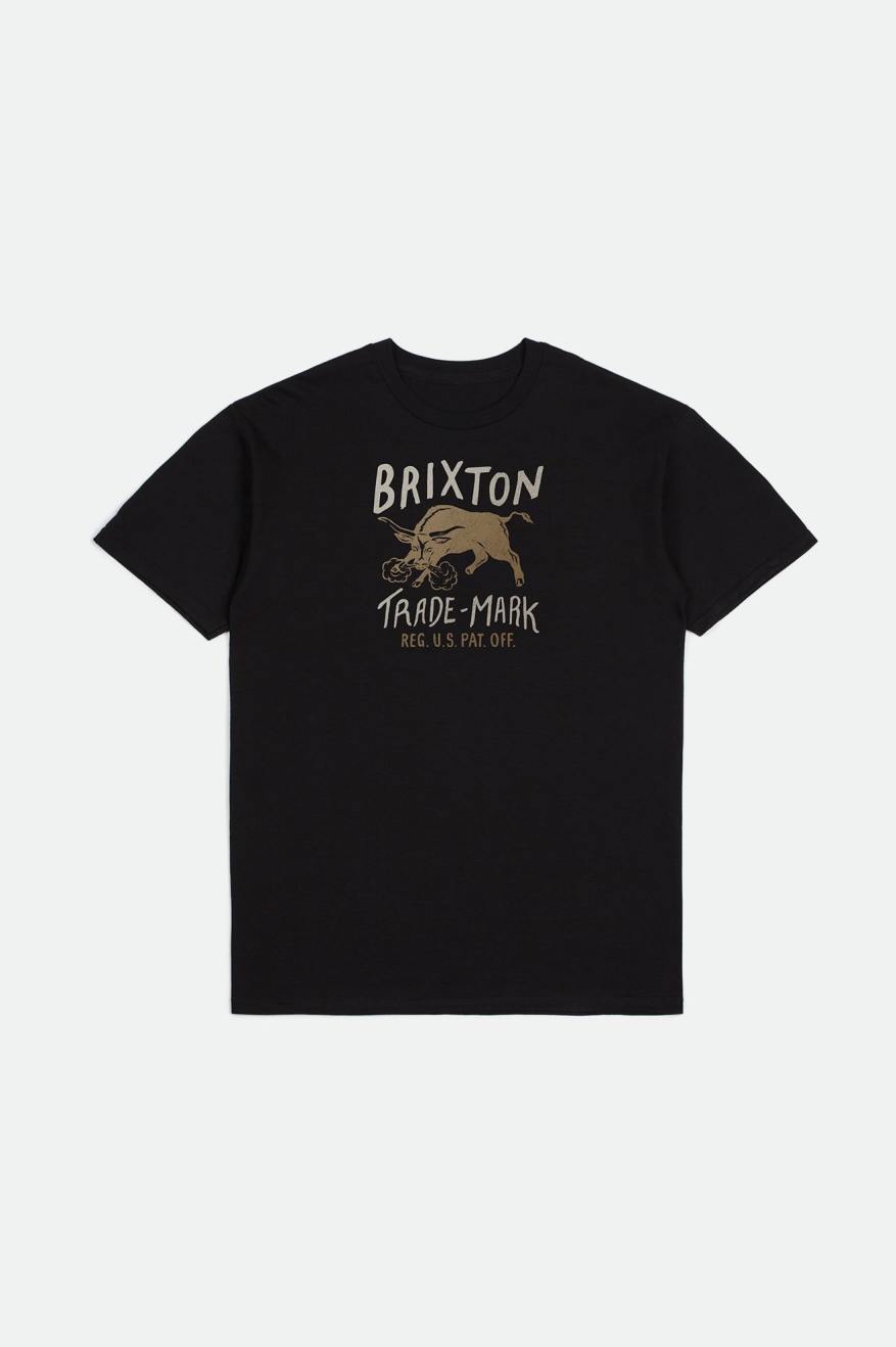 Men\'s Brixton Roxboro S/S Standard Tops Black | 7249EYTUJ