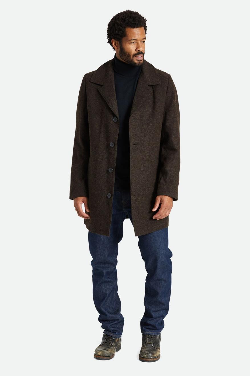 Men's Brixton Union Trench Jackets Drak Brown | 4910UXZSY