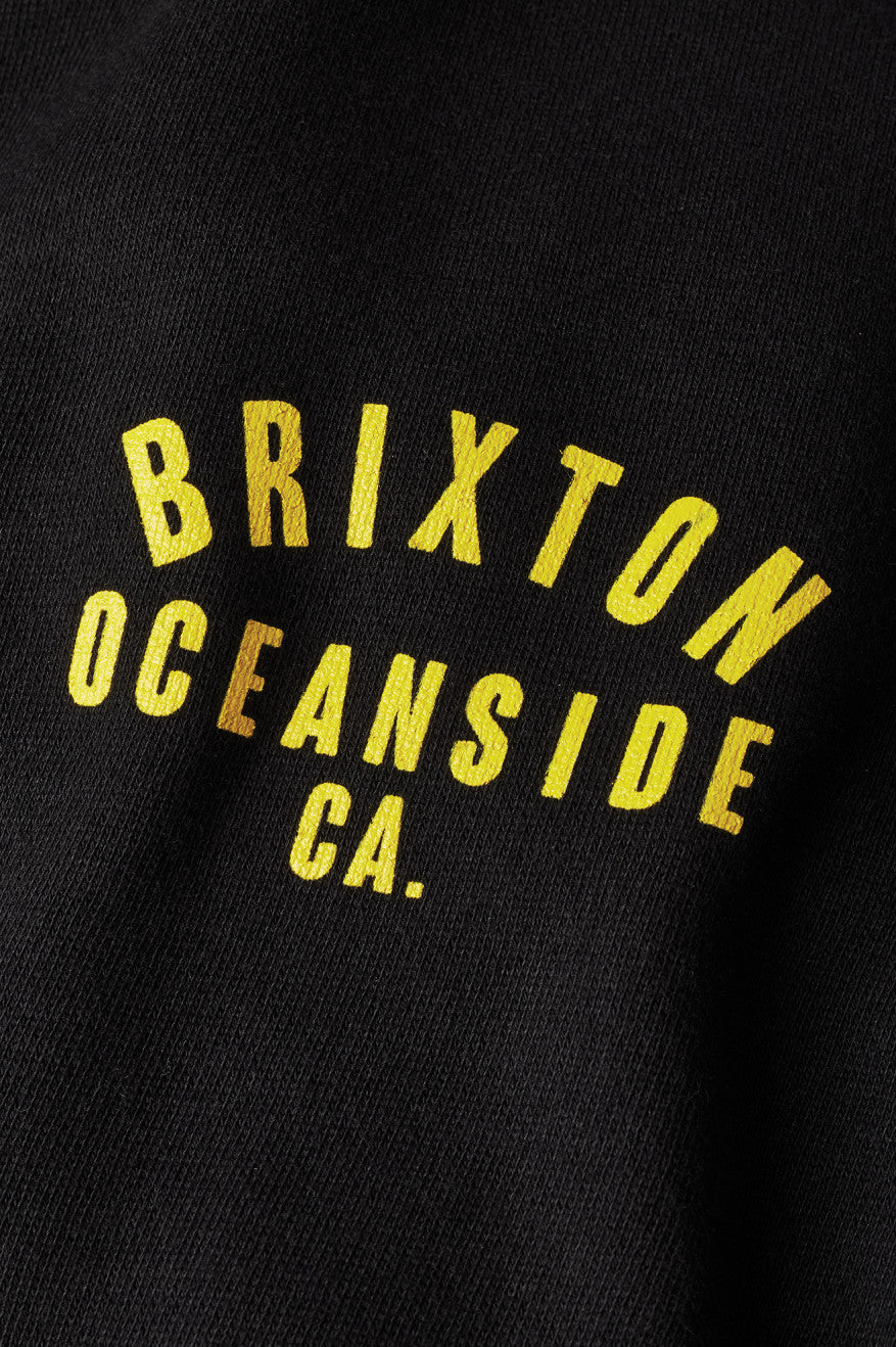 Men's Brixton Woodburn Oceanside Fleece Hoodie Black / Gold | 7351VKDTA