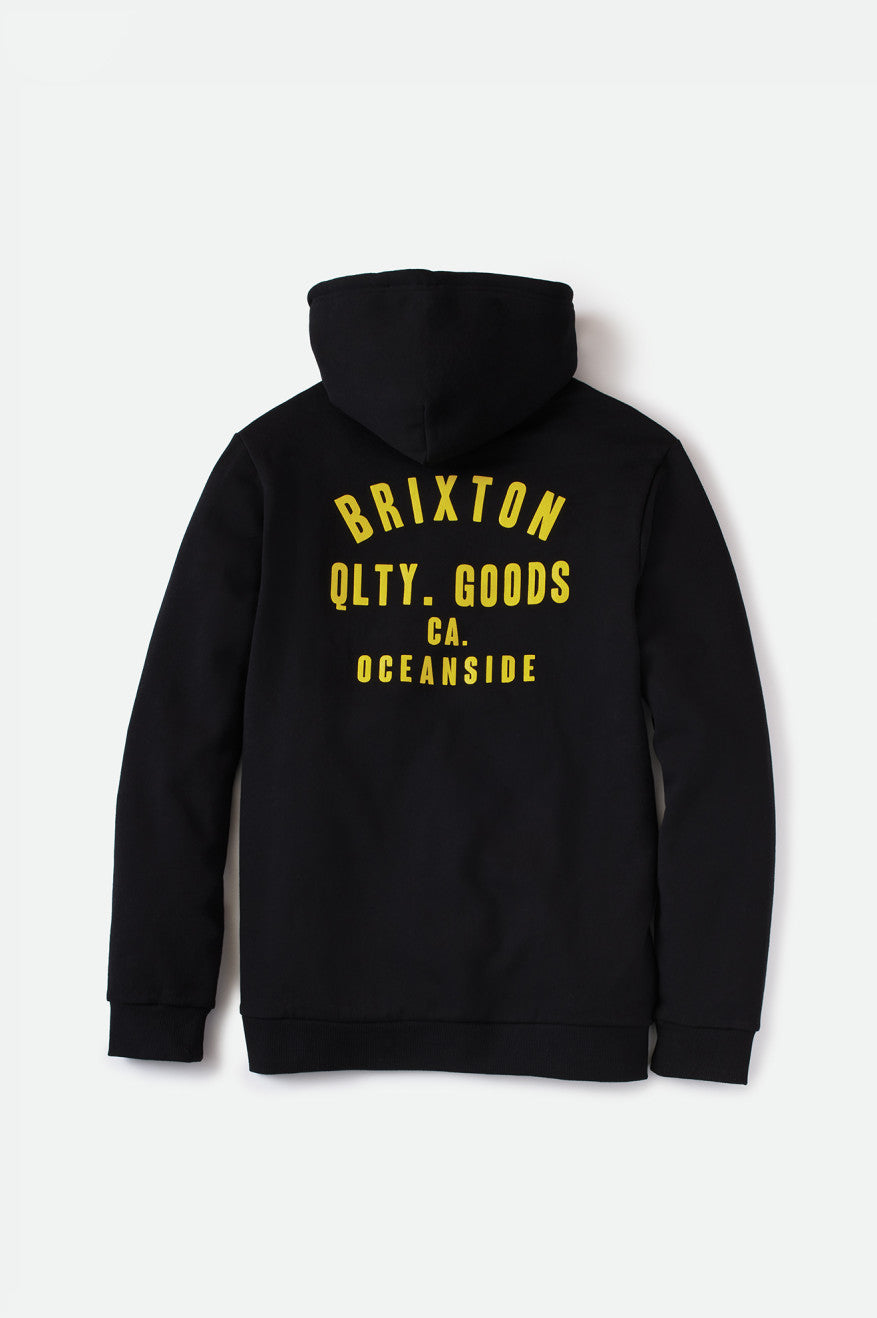 Men's Brixton Woodburn Oceanside Fleece Hoodie Black / Gold | 7351VKDTA