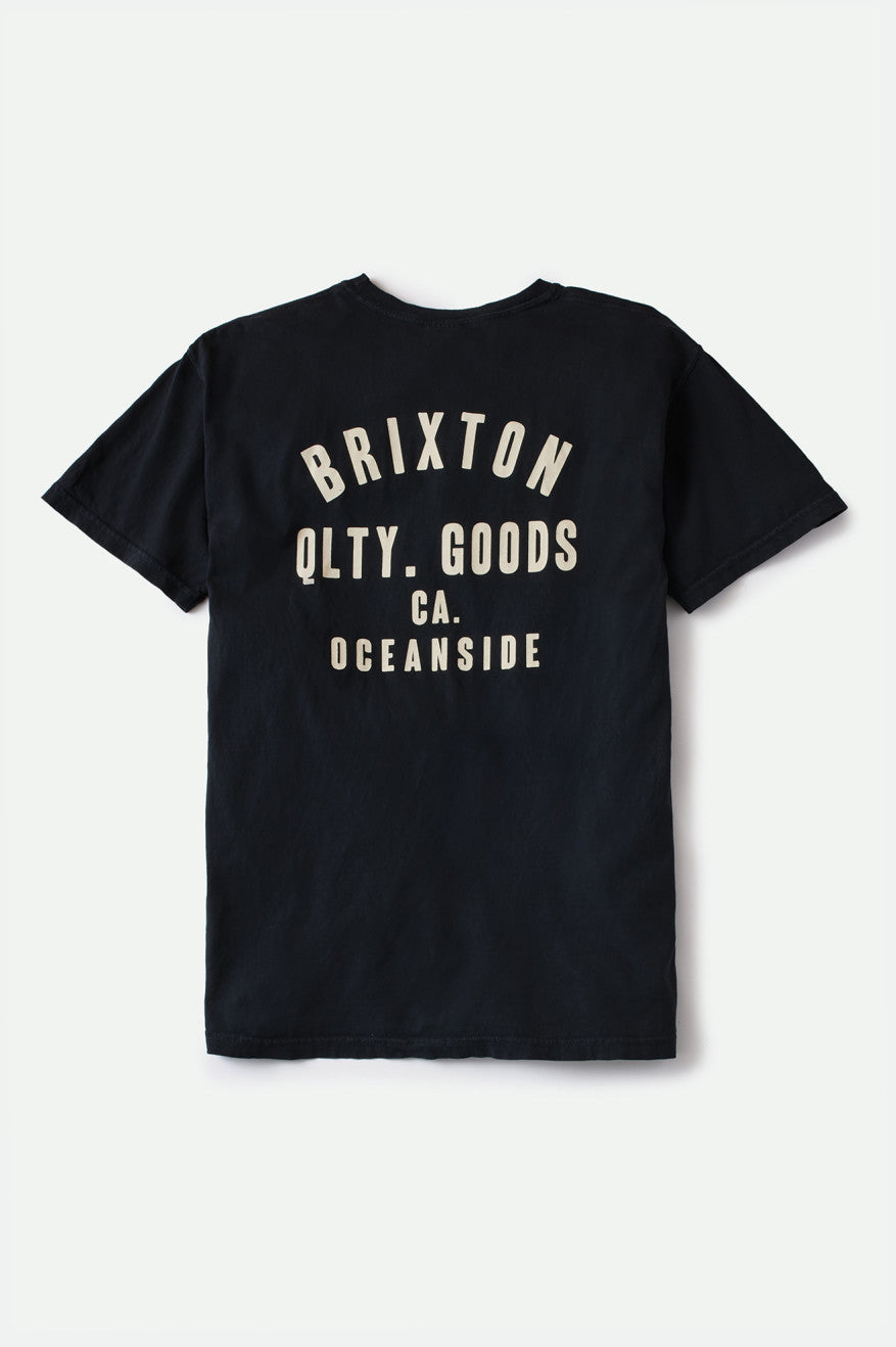 Men's Brixton Woodburn Oceanside S/S Standard Tops Black / White | 0961GWXLF