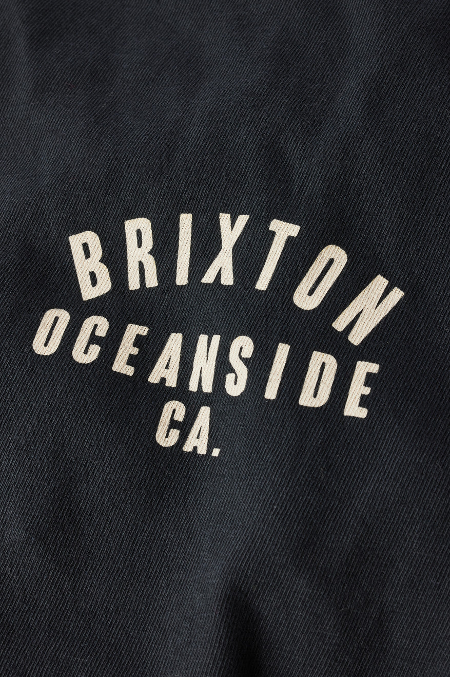 Men's Brixton Woodburn Oceanside S/S Standard Tops Black / White | 0961GWXLF