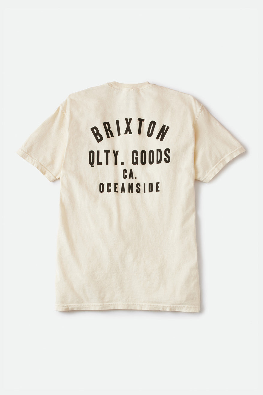 Men's Brixton Woodburn Oceanside S/S Standard Tops Cream / Black | 9716ALGEX