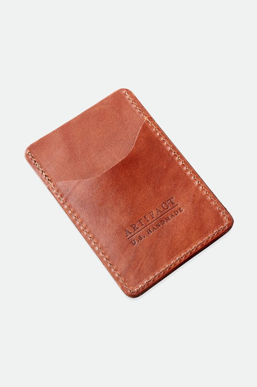 Unisex Brixton Artifact Leather Card Holder Wallet Accessories Brown | 5921VWLGD