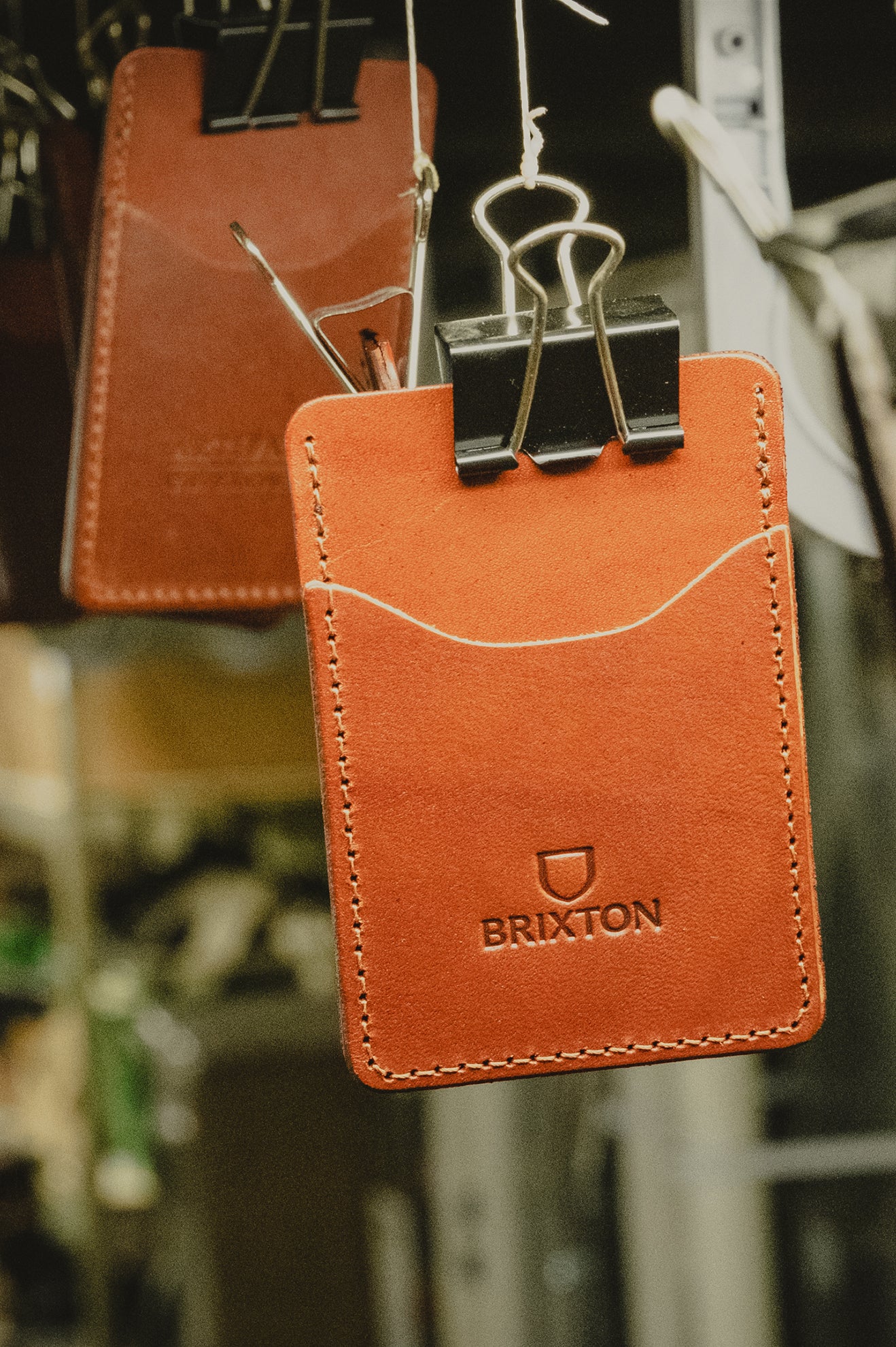 Unisex Brixton Artifact Leather Card Holder Wallet Accessories Brown | 5921VWLGD