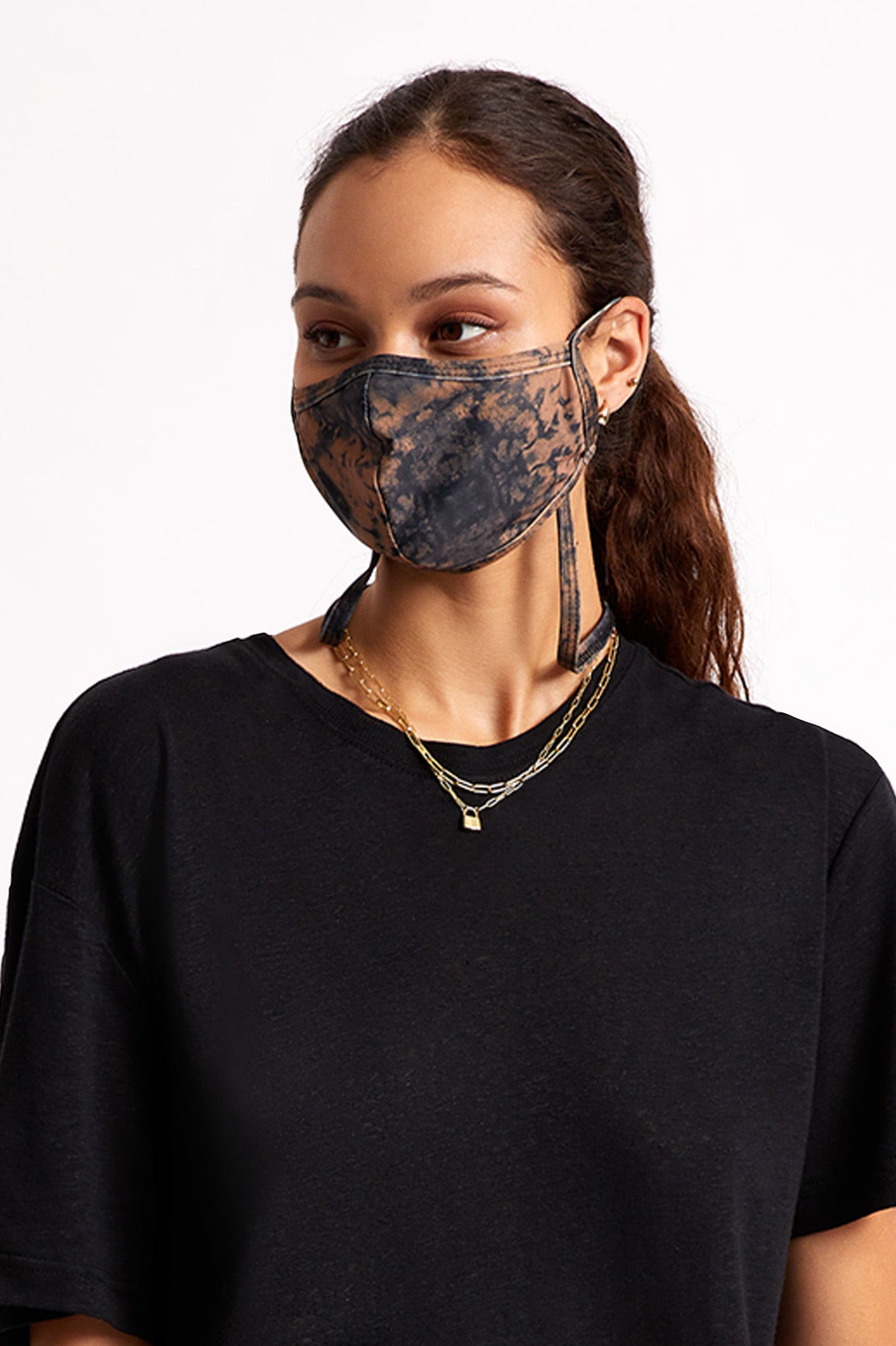 Unisex Brixton Everything Face Masks Black Orange Wash | 8352SEHFY